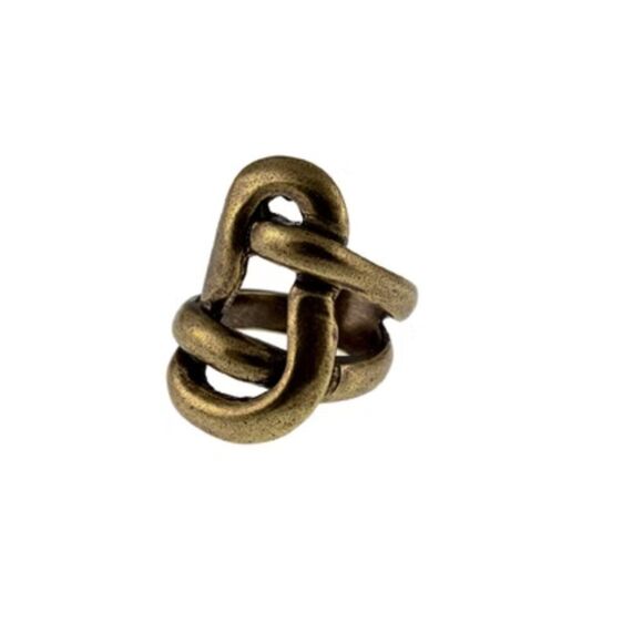 NEW Avant Garde Paris 8 Rope Brass Ring Statement Indie Knot Braided Abstract - Picture 1 of 5
